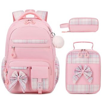 3 pc School Backpack Set With Lunch Bag Pencil Case Cute Teens Bookbag