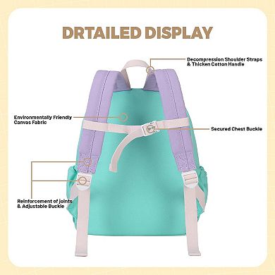 14.6in Canvas School Backpack Checkered Durable Comfortable Storage Gift for Kids 4-8