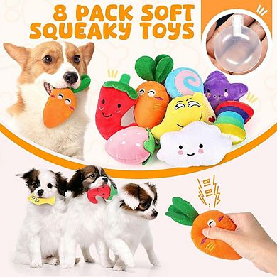 8 Pack Squeaky Puppy Plush Chew Toys for Small & Medium Dogs