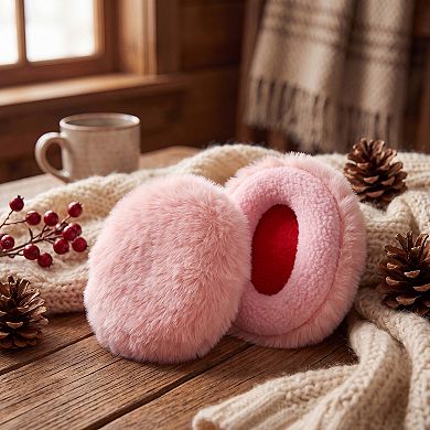 Bandless Ear Warmers Fleece Check Earless Earmuffs Windproof Winter Ear Covers