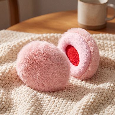 Bandless Ear Warmers Fleece Check Earless Earmuffs Windproof Winter Ear Covers