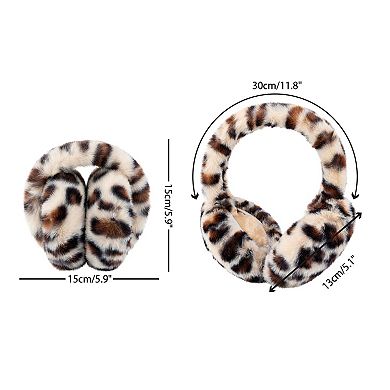 Winter Warm Earmuffs Faux Fur Leopard Foldable Outdoor Earmuffs