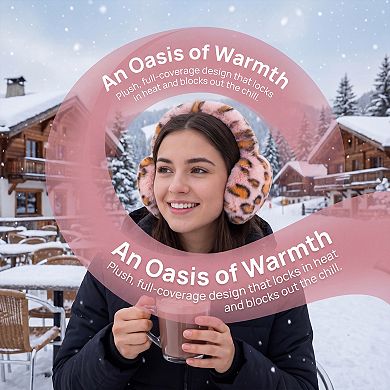 Winter Warm Earmuffs Faux Fur Leopard Foldable Outdoor Earmuffs