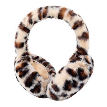 Winter Warm Earmuffs Faux Fur Leopard Foldable Outdoor Earmuffs