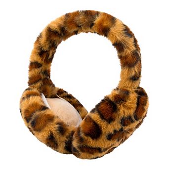 Winter Warm Earmuffs Faux Fur Leopard Foldable Outdoor Earmuffs