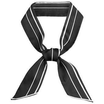 Women Striped Skinny Long Scarves Contrast Color Satin Silky Neck Scarf Neckerchief Ribbon Hair Band