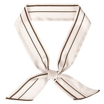 Women Striped Skinny Long Scarves Contrast Color Satin Silky Neck Scarf Neckerchief Ribbon Hair Band