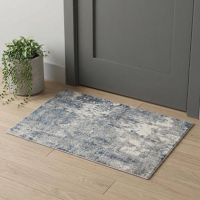 HomeRoots Rectangle Abstract Polyester Area Rug