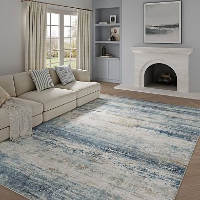 HomeRoots Rectangle Abstract Polyester Area Rug