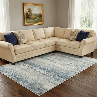 HomeRoots Rectangle Abstract Polyester Area Rug