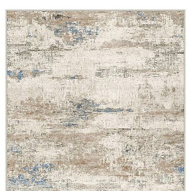 HomeRoots Rectangle Abstract Polyester Area Rug