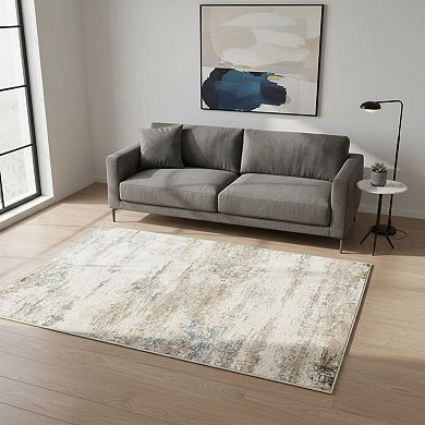 HomeRoots Rectangle Abstract Polyester Area Rug