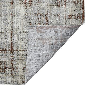 HomeRoots Rectangle Abstract Polypropylene, Polyester Area Rug
