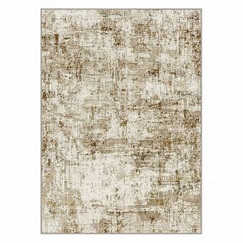 HomeRoots Rectangle Abstract Polyester Area Rug