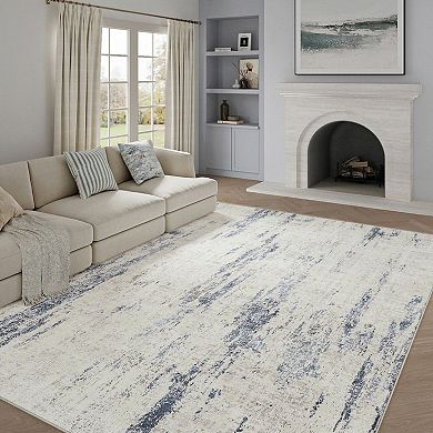 HomeRoots Rectangle Abstract Polyester Area Rug