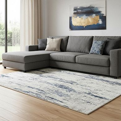 HomeRoots Rectangle Abstract Polyester Area Rug