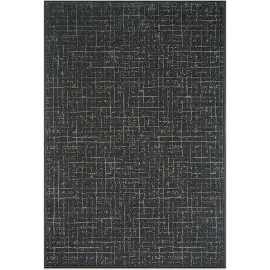 HomeRoots Moss Green And Charcoal Abstract Geometric Washable Area Rug