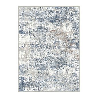 HomeRoots Rectangle Abstract Polyester Area Rug