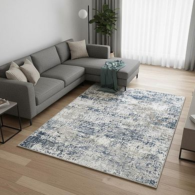 HomeRoots Rectangle Abstract Polyester Area Rug
