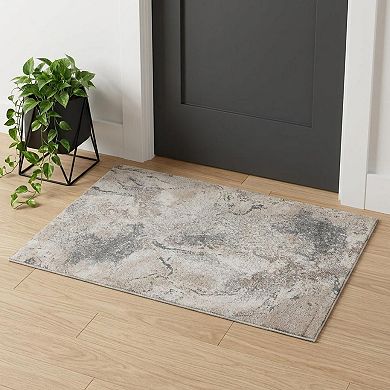 HomeRoots Rectangle Abstract Polyester Area Rug