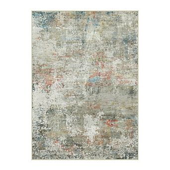 HomeRoots Rectangle Abstract Polyester Area Rug