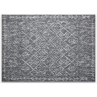 HomeRoots Gray And Off White Abstract Geometric Washable Area Rug