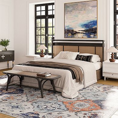 HomeRoots Navy Blue Orange And White Patchwork Distressed Washable Area Rug