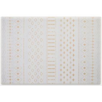 HomeRoots Gold And White Abstract Geometric Washable Area Rug
