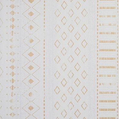 HomeRoots Gold And White Abstract Geometric Washable Area Rug