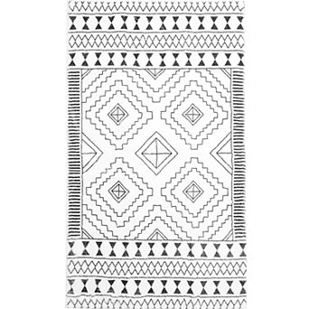 HomeRoots 8' X 10' Black And White Moroccan Washable Area Rug