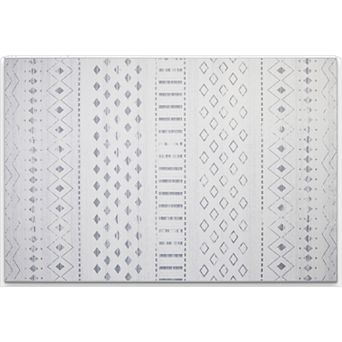 HomeRoots Off White And Gray Geometric Washable Area Rug