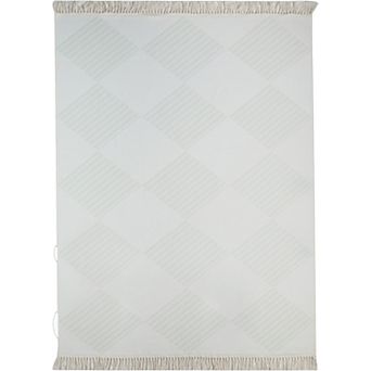 HomeRoots Green And Ivory Geometric Washable Area Rug