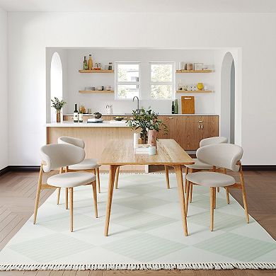 HomeRoots Green And Ivory Geometric Washable Area Rug