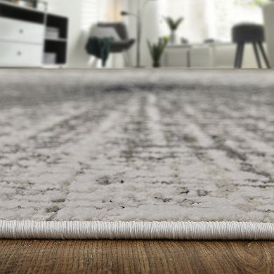 HomeRoots Rectangle Abstract Polyester Area Rug