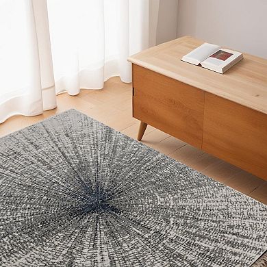HomeRoots Rectangle Abstract Polyester Area Rug