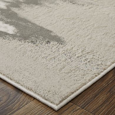 HomeRoots Rectangle Abstract Polyester Area Rug
