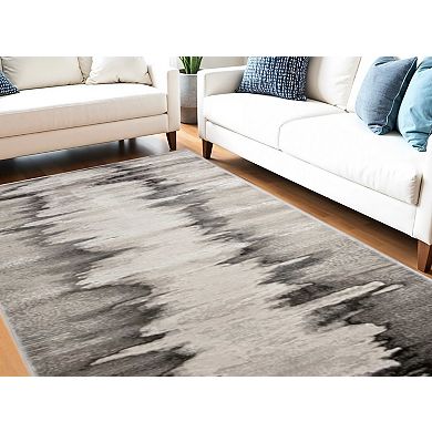 HomeRoots Rectangle Abstract Polyester Area Rug