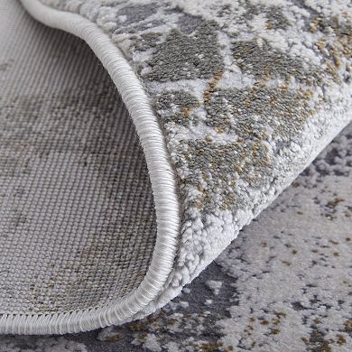 HomeRoots Rectangle Abstract Polypropylene Area Rug