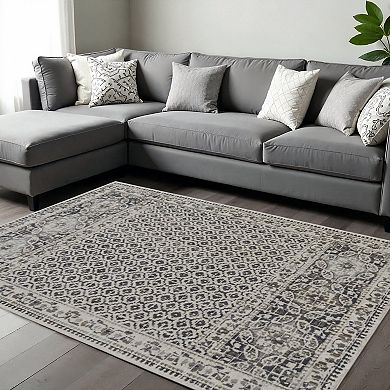 HomeRoots Rectangle Abstract Polypropylene Area Rug
