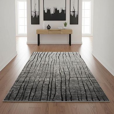 HomeRoots Rectangle Abstract Polypropylene Area Rug