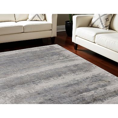 HomeRoots Rectangle Abstract Viscose Area Rug