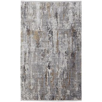 HomeRoots Rectangle Abstract Viscose Area Rug