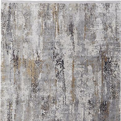 HomeRoots Rectangle Abstract Viscose Area Rug