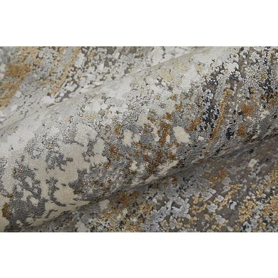 HomeRoots Rectangle Abstract Viscose Area Rug