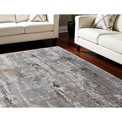 HomeRoots Rectangle Abstract Viscose Area Rug