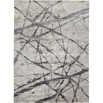 HomeRoots Rectangle Abstract Polypropylene Area Rug