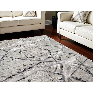 HomeRoots Rectangle Abstract Polypropylene Area Rug