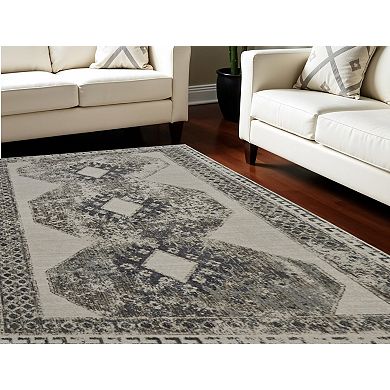 HomeRoots Rectangle Abstract Polypropylene Area Rug
