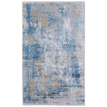 HomeRoots Rectangle Abstract Viscose Area Rug