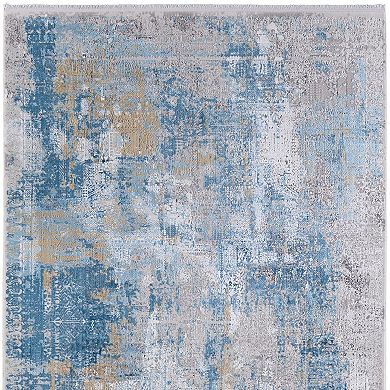 HomeRoots Rectangle Abstract Viscose Area Rug